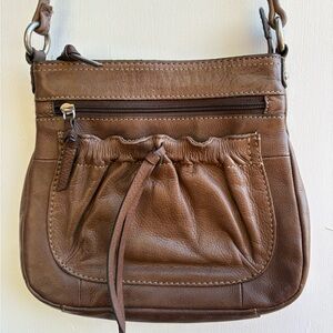 Brown Leather Pouch Crossbody Purse Bag